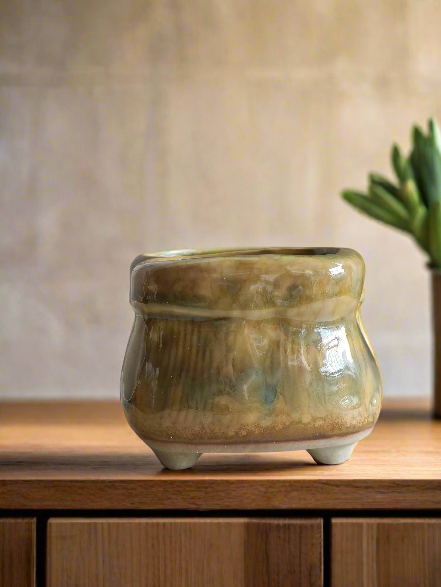 Succulent Glaze Square Pot - Gift Favors with ivory glaze