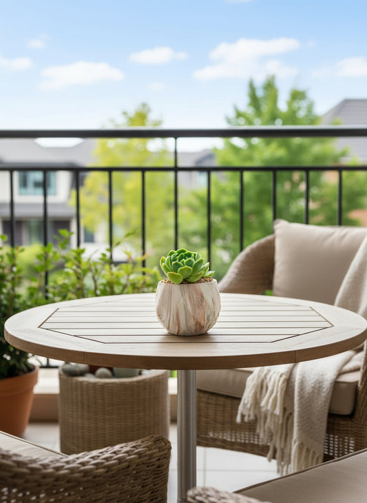 Succulent Classic Marble Brown Planter – Echeveria 'Lime n Chili'