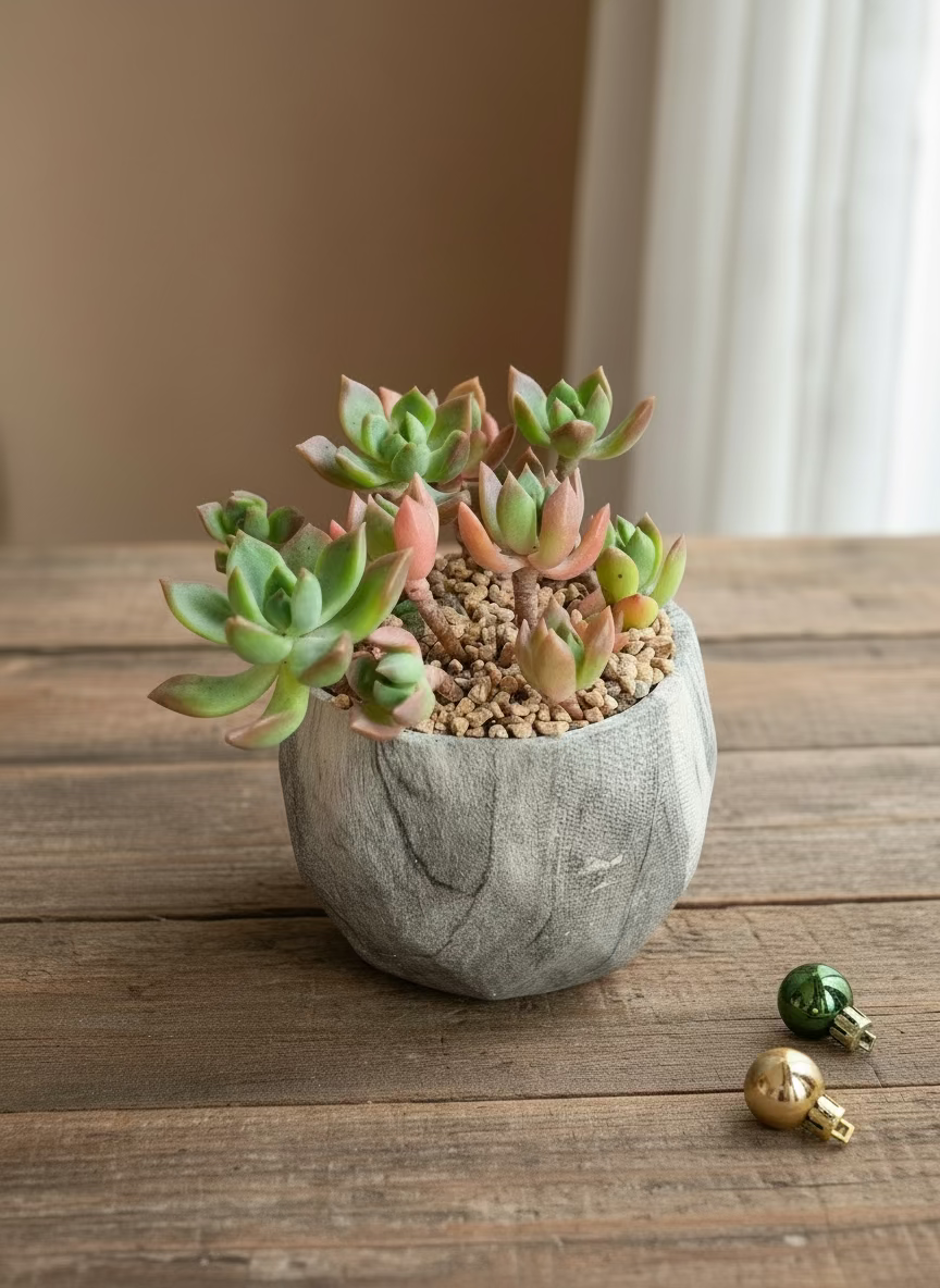 Succulent Classic Marble Grey Planter - Echeveria 'Minibelle'