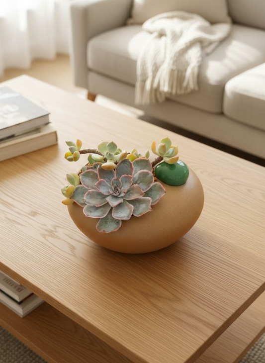 Succulent Seven-Spotted Ladybug Planter – Handcrafted Succulents