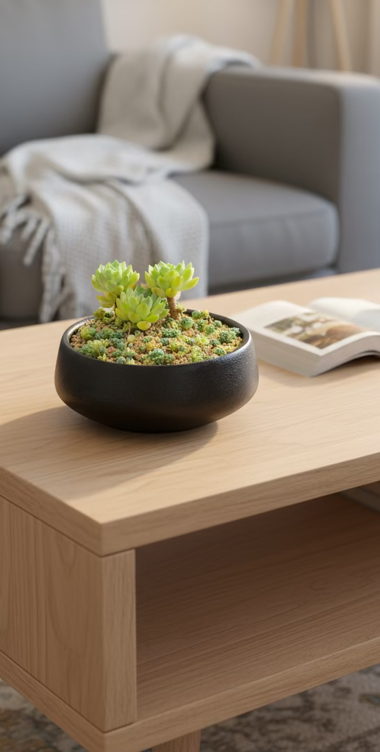 Succulent Classic Black Planter – Echeveria ‘Lime n Chili’ & Blue Tears Sedum - SlowBloomGreens