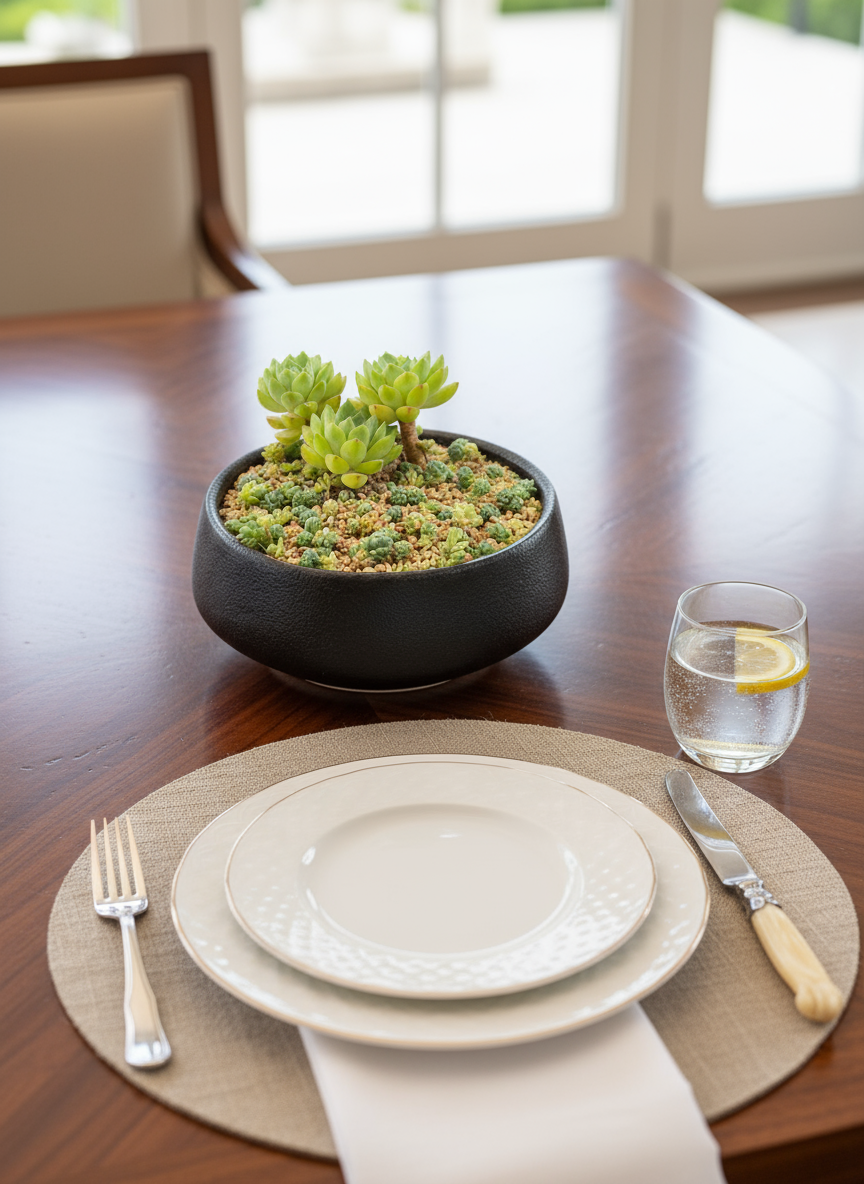 Succulent Classic Black Planter – Echeveria ‘Lime n Chili’ & Blue Tears Sedum - SlowBloomGreens