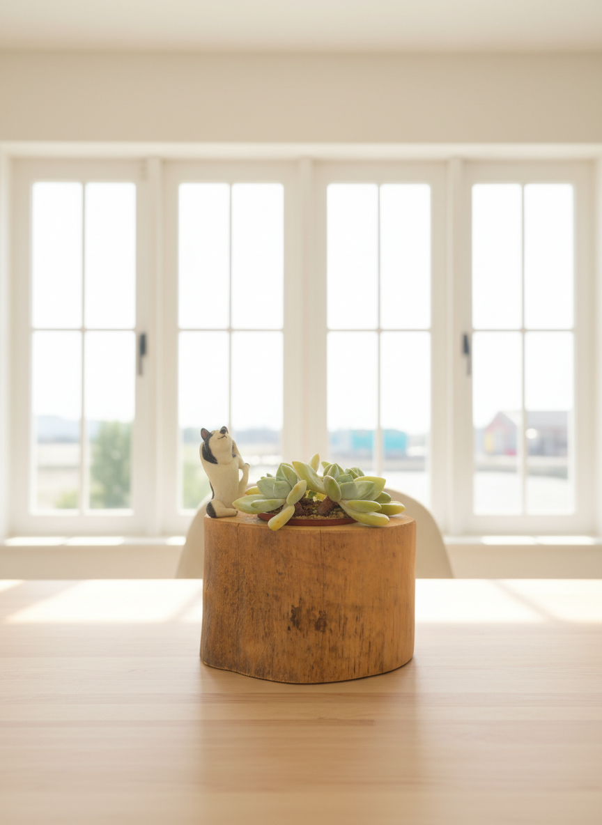 Succulent Yoga Husky on Woodland Log – Echeveria Hybrid