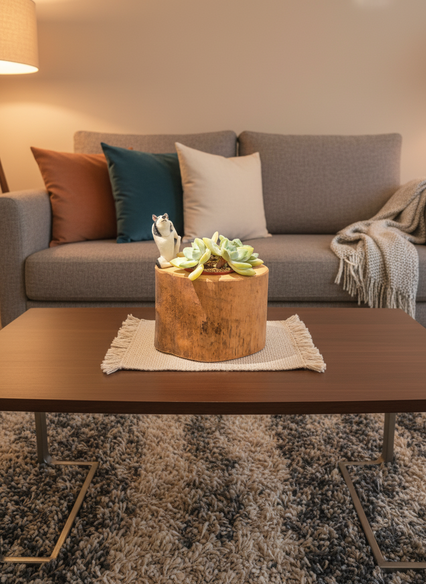 Succulent Yoga Husky on Woodland Log – Echeveria Hybrid