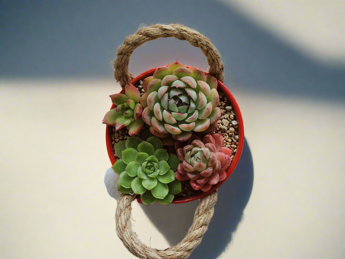 Succulent Festive Garden Charm Red pot - SlowBloomGreens