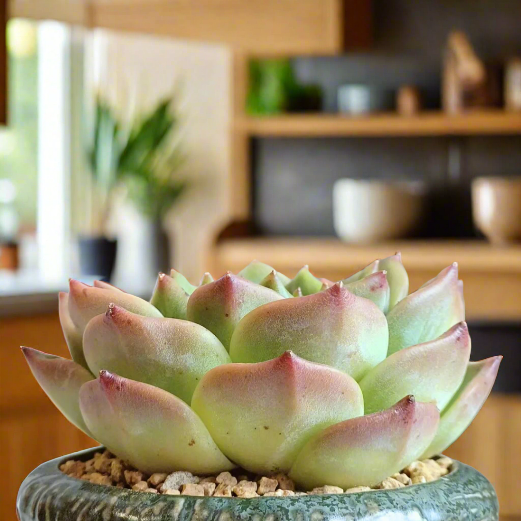 Close-up of the Succulent Rustica Ceramic – Echeveria Chihuahua showcasing vibrant hues.