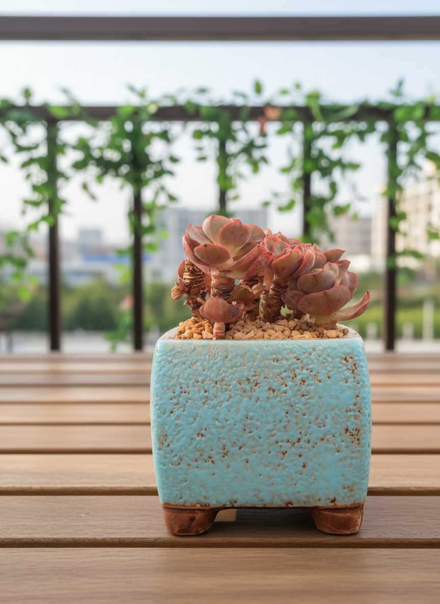 Succulent Festive Yellow Bow Square Planter – Echeveria ‘Suyon’ - SlowBloomGreens