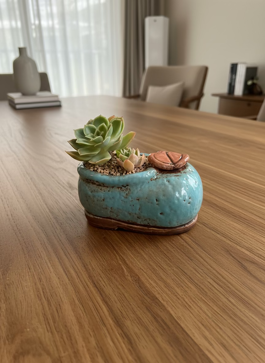 Succulent Mary Jane Charm Blue Planter – Echeveria Agavoides - SlowBloomGreens