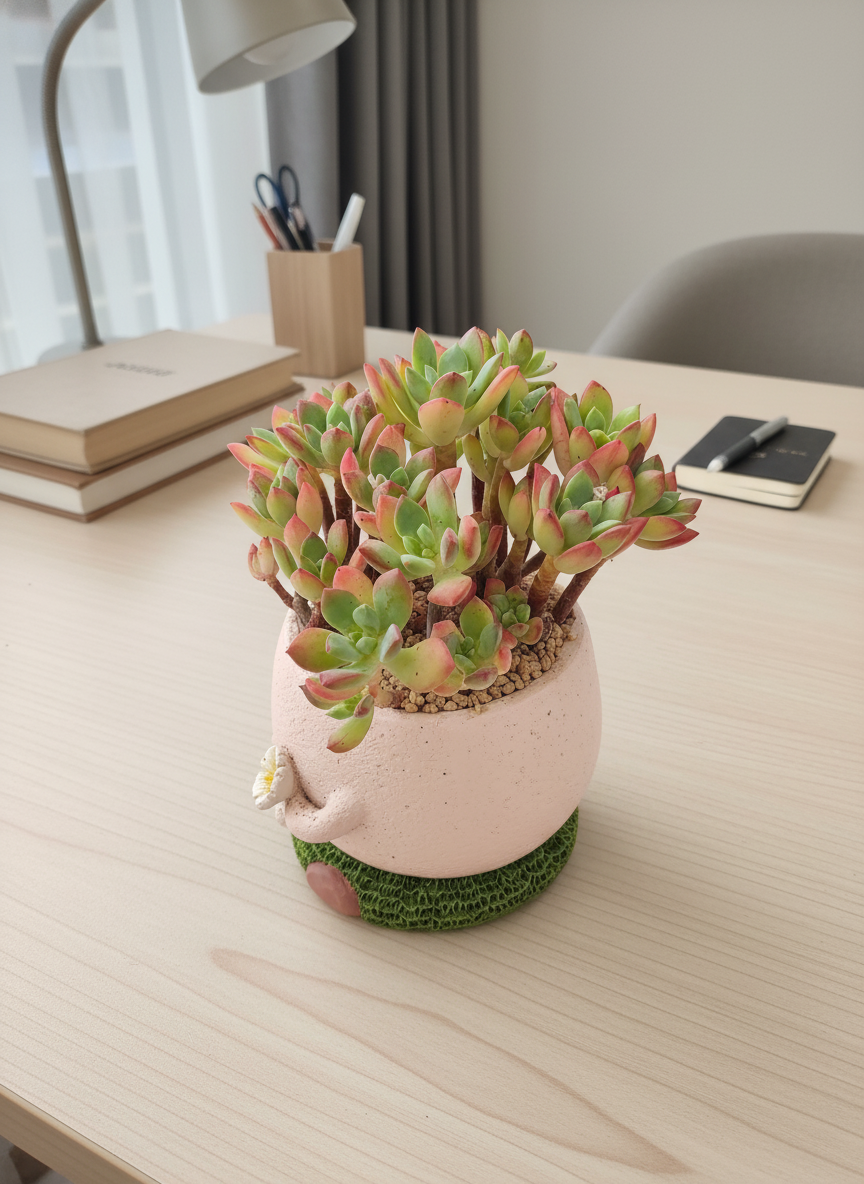 Succulent Buddies Planter - Echeveria 'Minibelle' - SlowBloomGreens