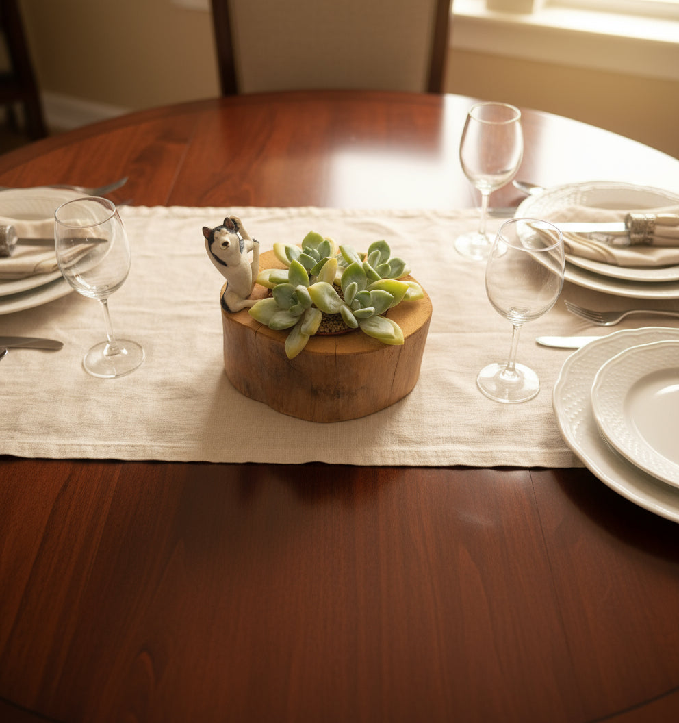 Succulent Yoga Husky on Woodland Log – Echeveria Hybrid