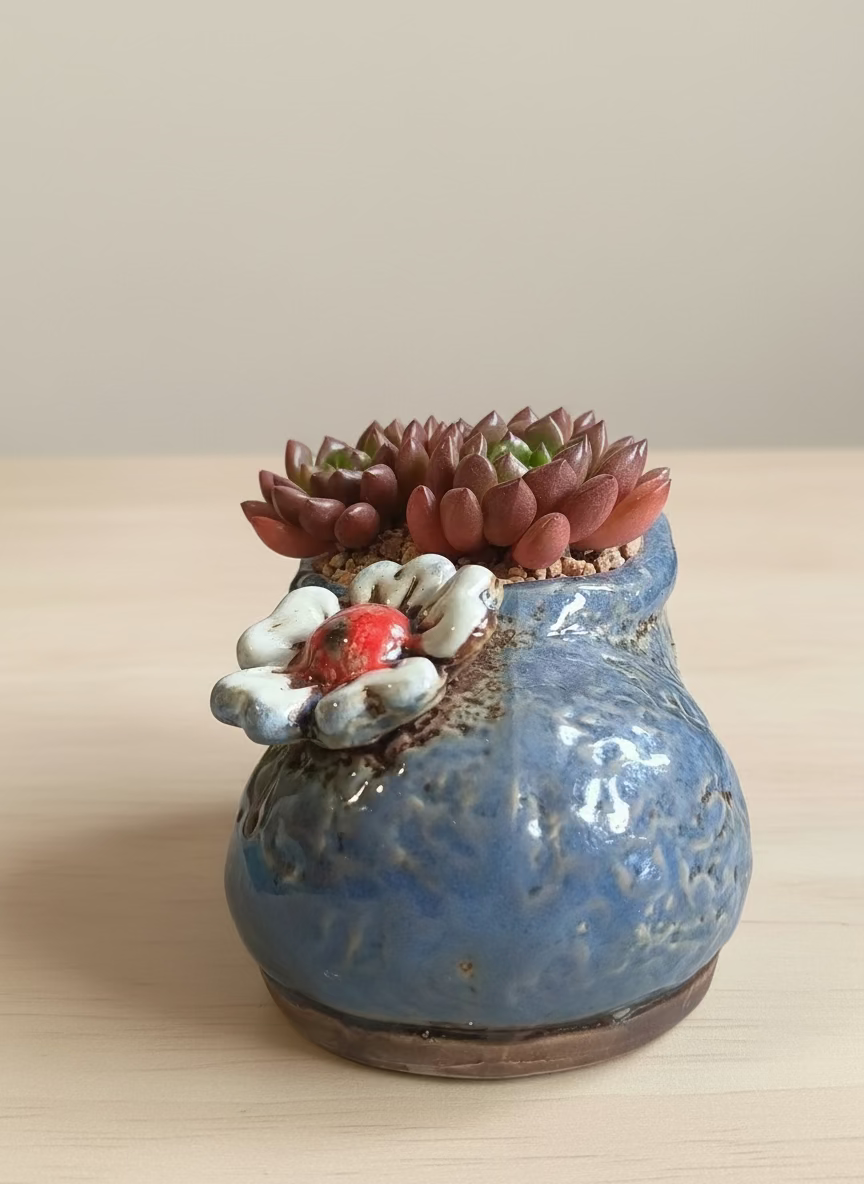 Succulent Mary Jane Charm Violet Planter - Pink Ruby