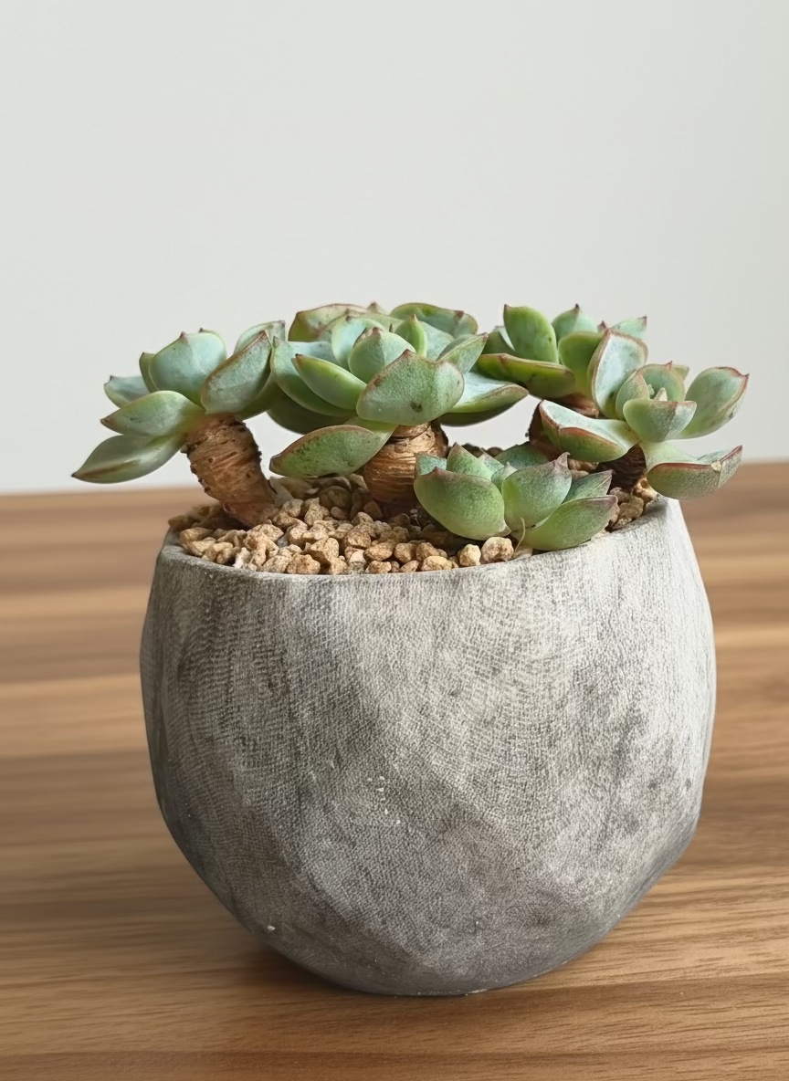 Succulent Classic Marble Grey Planter - Echeveria Elegans