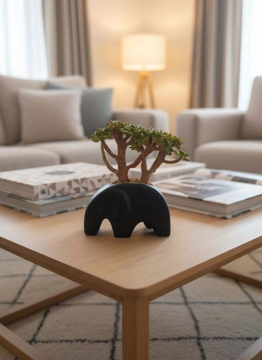 Succulent Petite Black Elephant Planter - Lety's Sedeveria