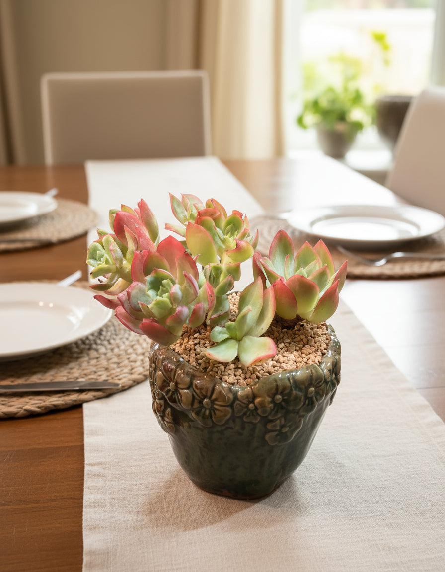Succulent Rustica Flora Planter – Echeveria 'Silk Veil' - SlowBloomGreens
