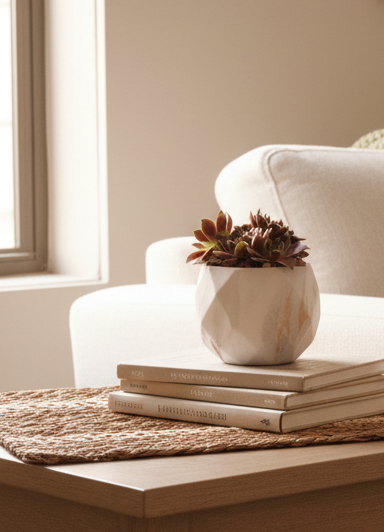 Classic Marble Gold Planter – Sempervivum 'Stansfieldii' (Hens & Chicks')