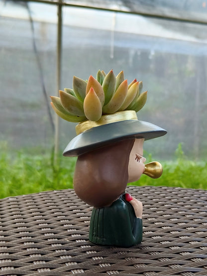 Succulent Girl Planter – Blowing Love with Pachyphytum 'Sky Beauty'