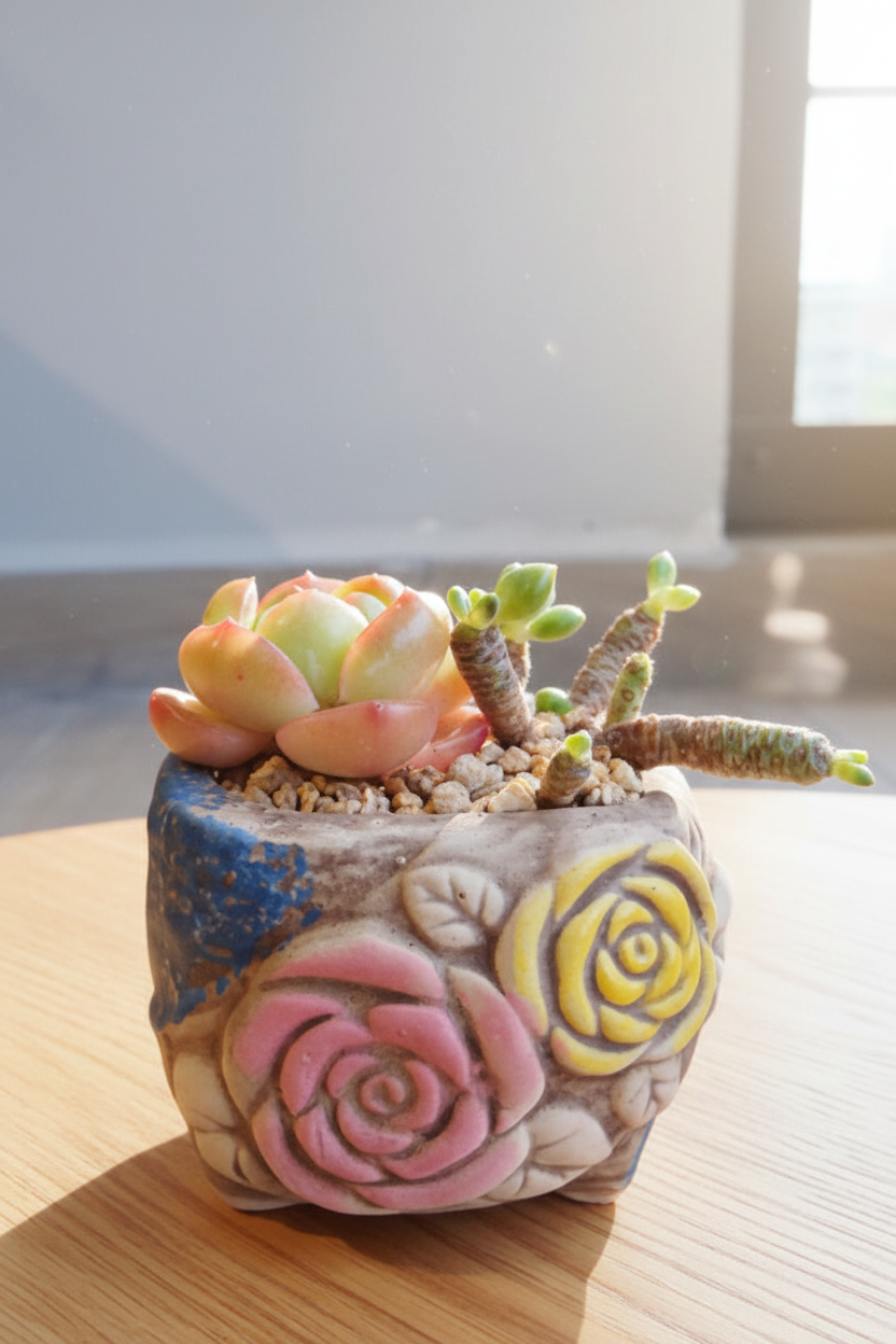 Rustic Bloom Succulent Planter – Echeveria 'Star Jelly'