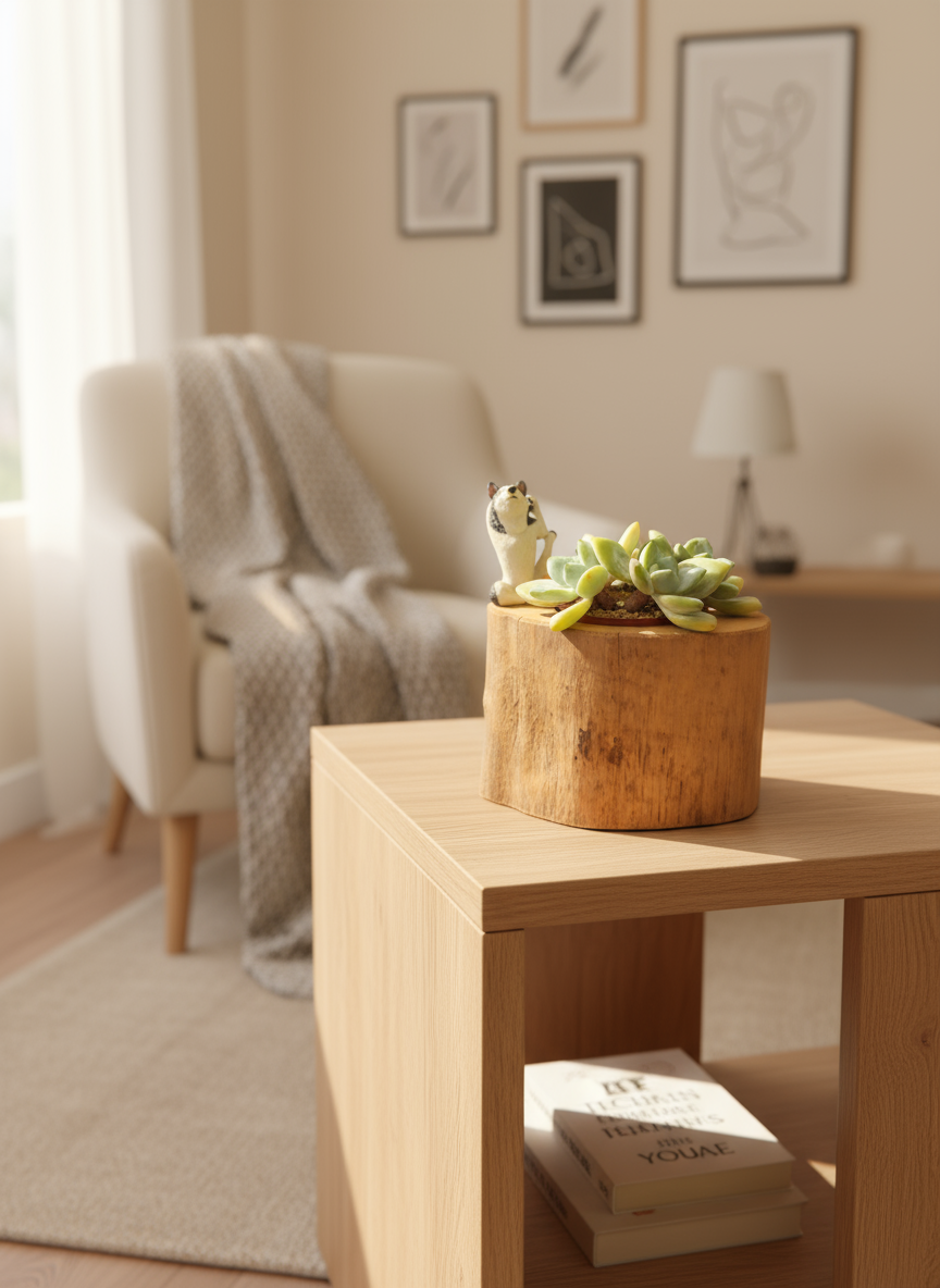 Succulent Yoga Husky on Woodland Log – Echeveria Hybrid