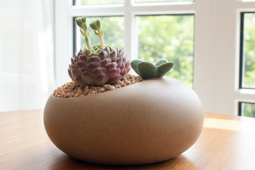 Succulent Butterfly Planter – Echeveria hybrid 'Red Hole (double blooming) - SlowBloomGreens