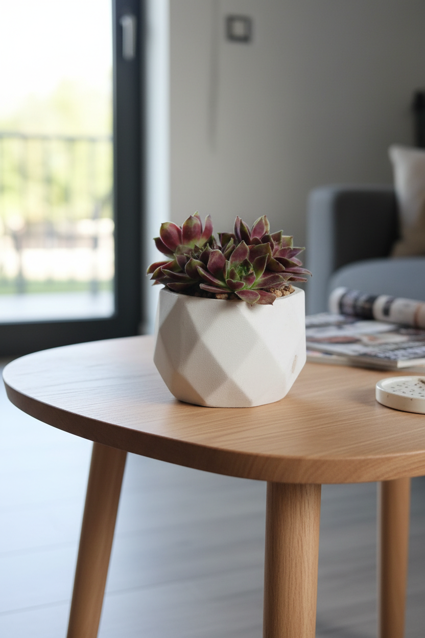 Classic Marble Gold Planter – Sempervivum 'Stansfieldii' (Hens & Chicks')