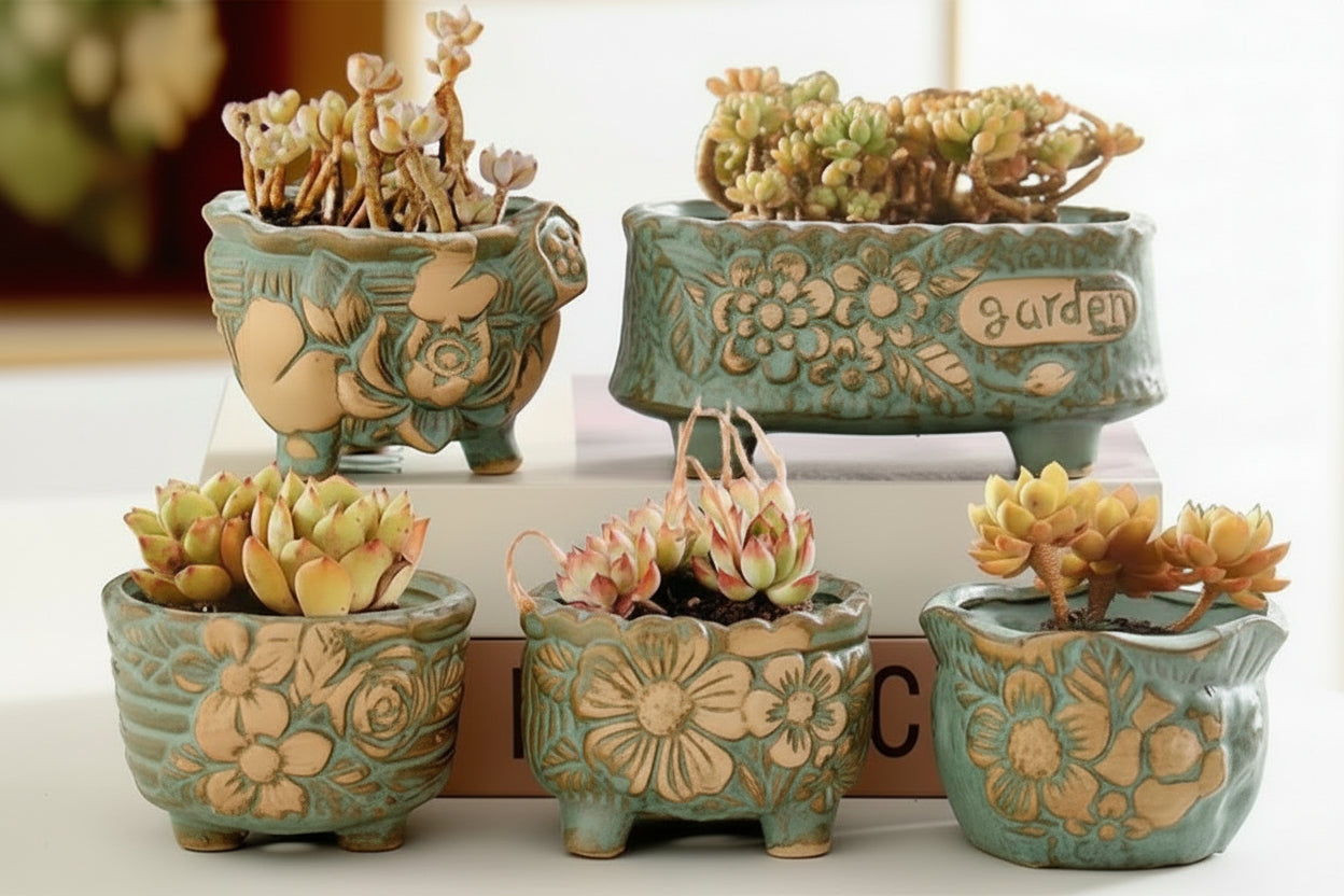 Vintage Teal Succulent Planters – Mother’s Day Gift