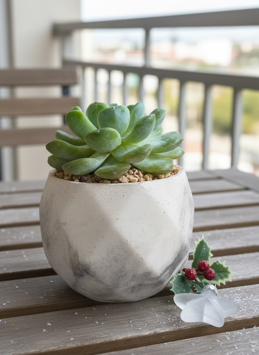 Succulent Classic Marble Ash Planter – Echeveria Ice Green