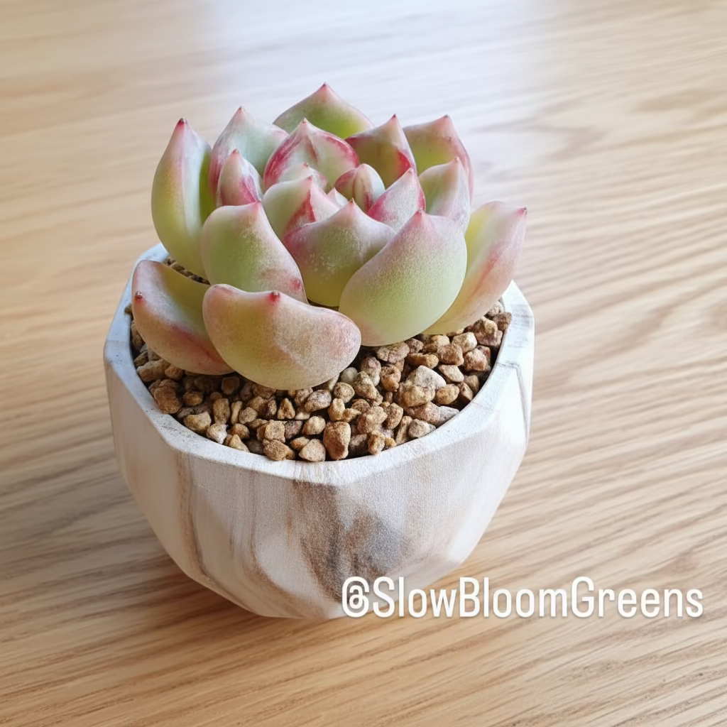 Classic Marble Brown Planter – Echeveria Hybrid - SlowBloomGreens