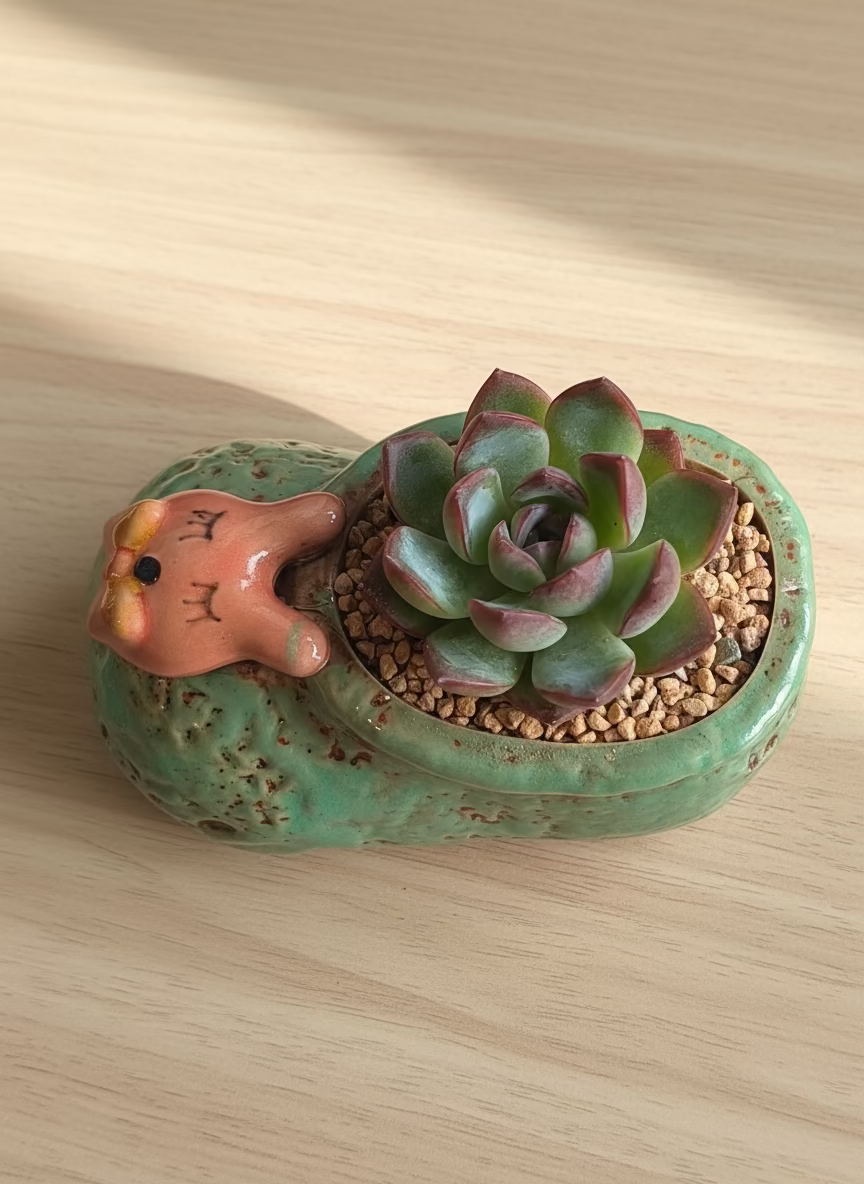 Succulent Mary Jane Charm Green Planter – Echeveria Suryeon - SlowBloomGreens