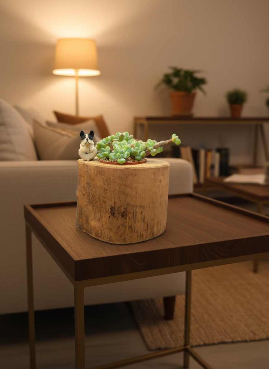 Succulent Bulldog on Woodland Log – Tiscalatengo Gorge Sedum - SlowBloomGreens