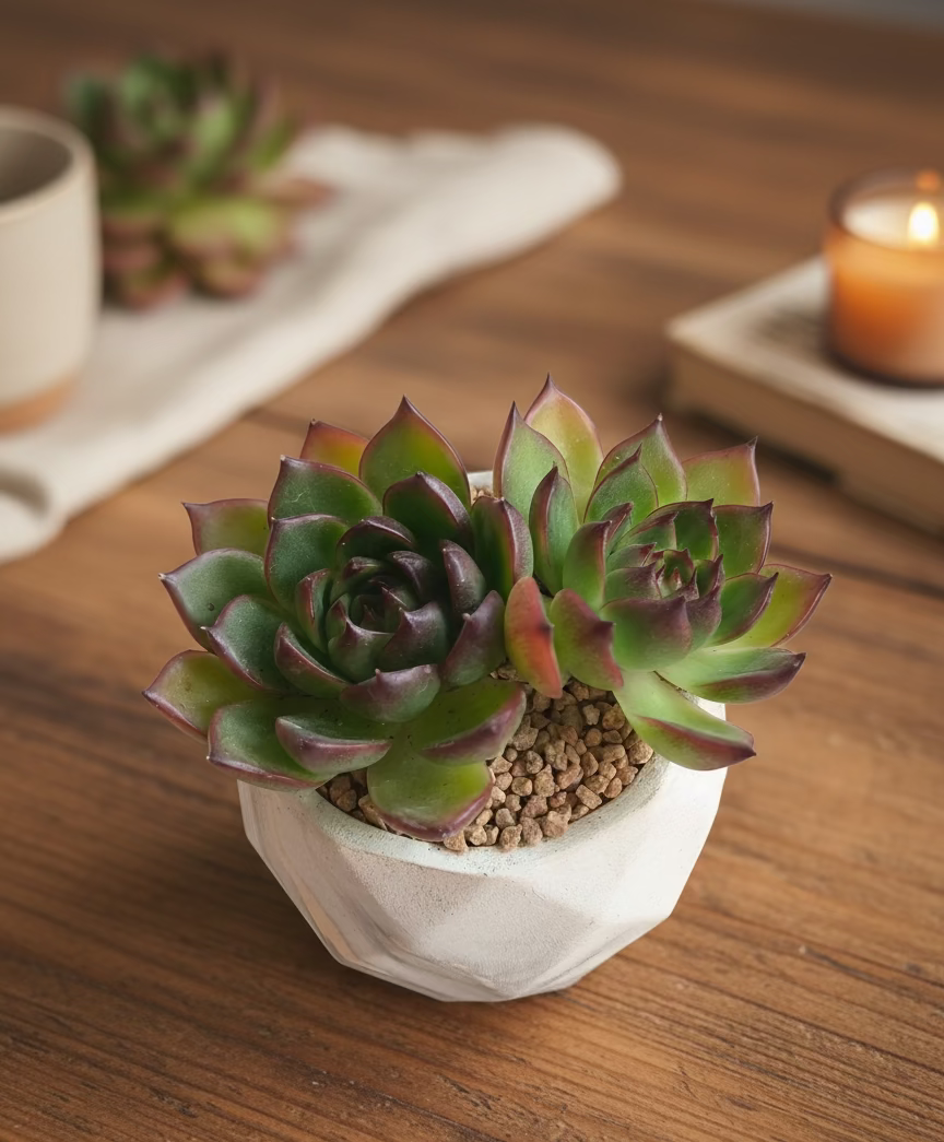 Succulent Classic Marble Gold Planter - Echeveria Agavoides