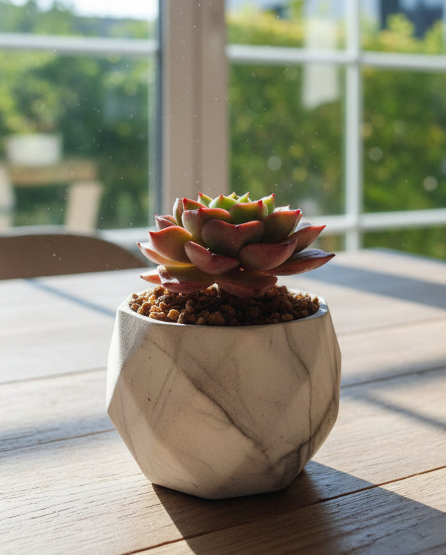 Classic Marble Ash Planter – Echeveria Agavoides