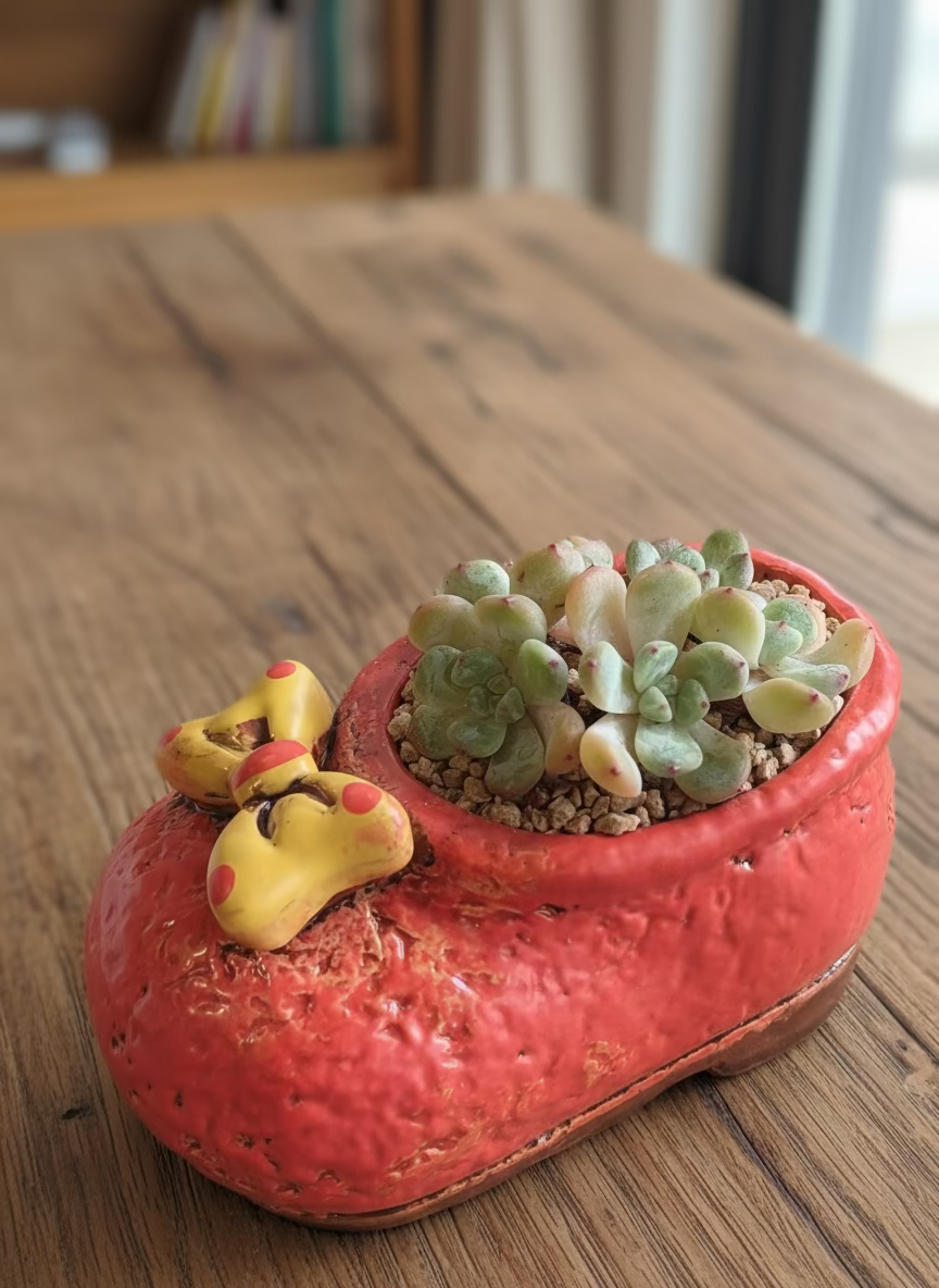 Succulent Mary Jane Charm Red Planter – Graptopetalum Raul