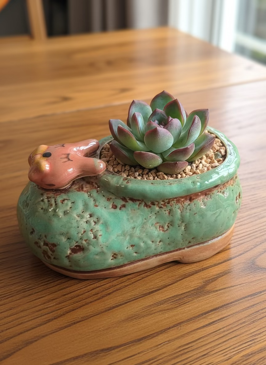 Succulent Mary Jane Charm Green Planter – Echeveria Suryeon
