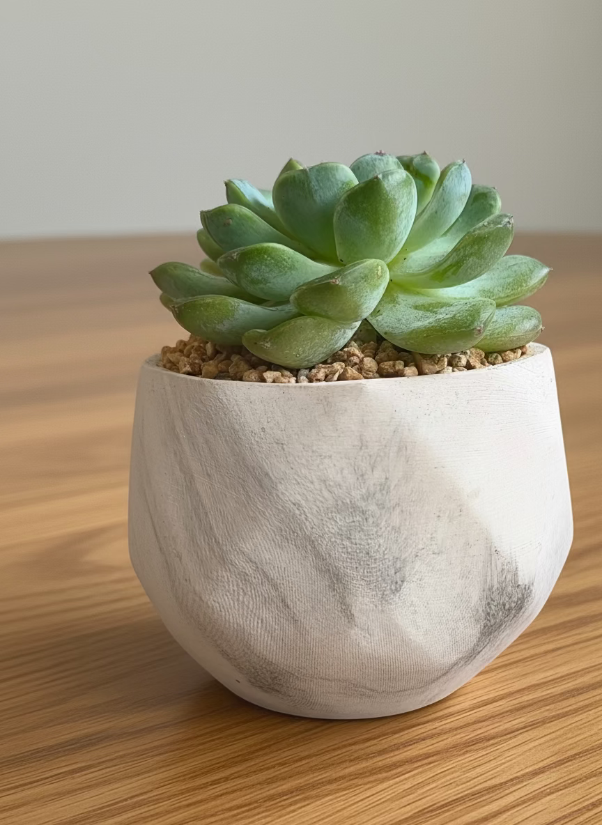 Succulent Classic Marble Ash Planter – Echeveria Ice Green
