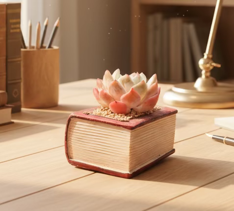 Succulent Book Nook – Echeveria Orange Monroe - SlowBloomGreens