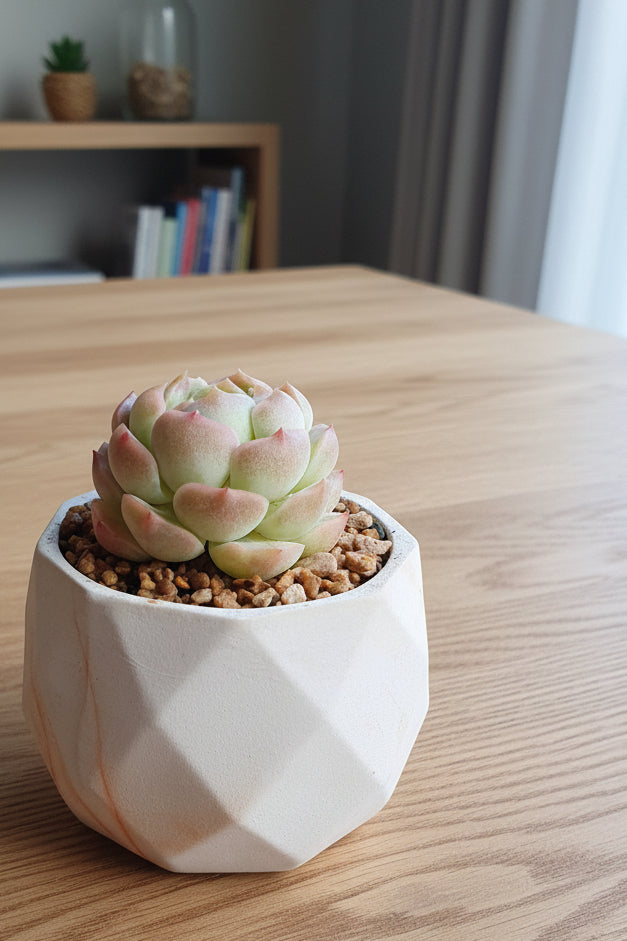 marble succulent planter Classic Marble Orange Planter – Echeveria hybrid – SlowBloomGreens