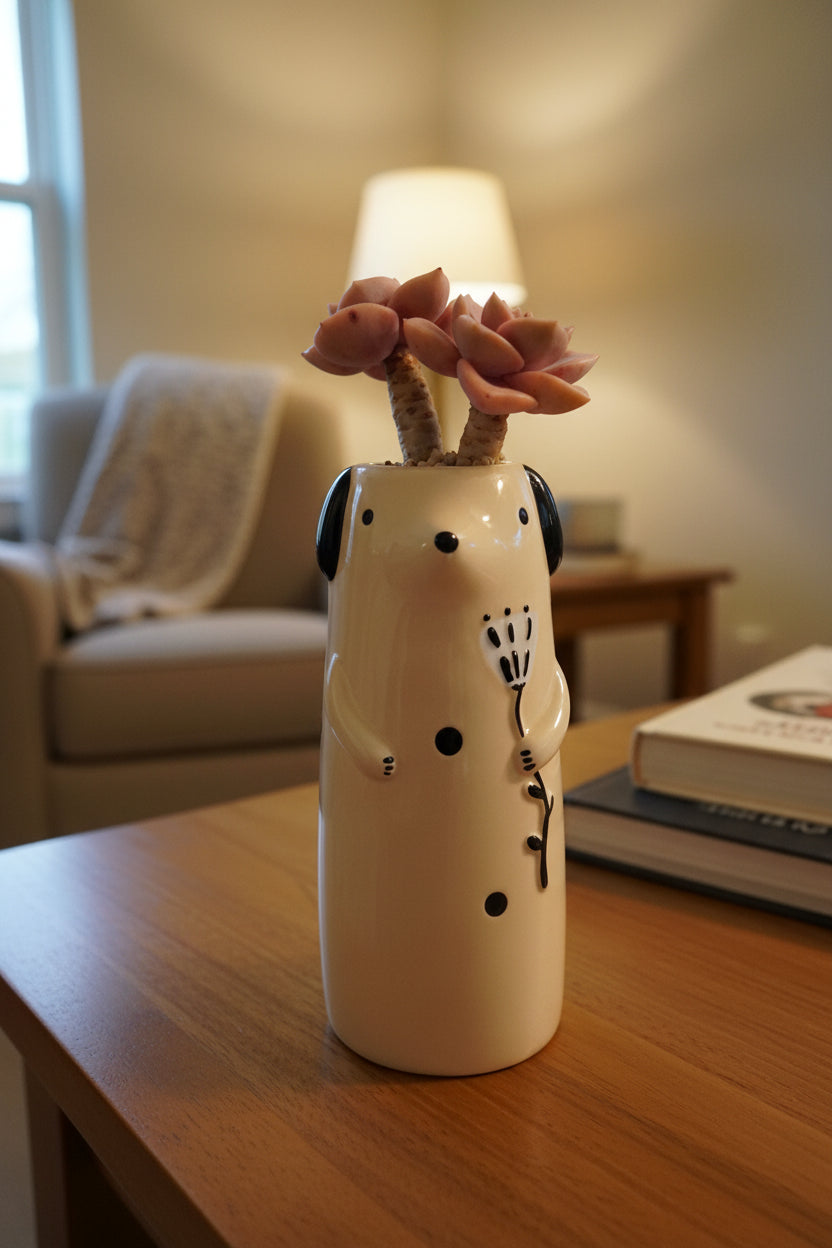 Succulent Dog Bud Vase – Graptopetalum 'Purple Delight
