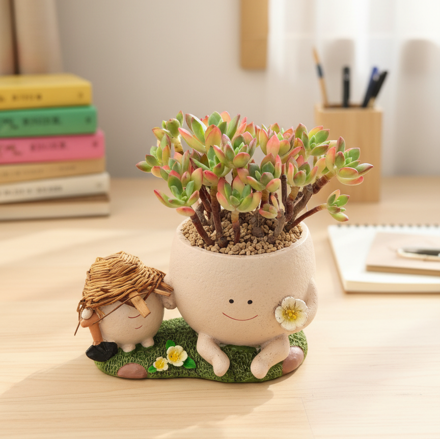Succulent Buddies Planter - Echeveria 'Minibelle' - SlowBloomGreens