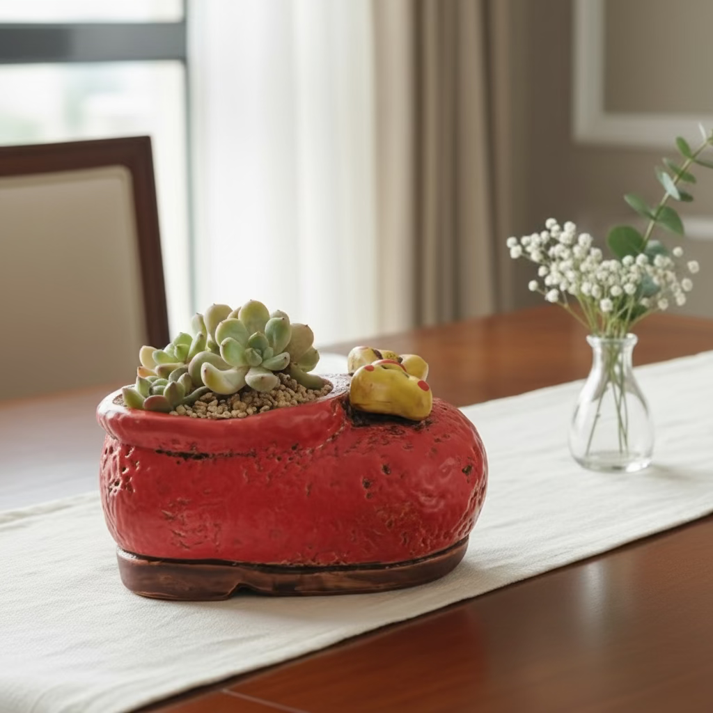 Succulent Mary Jane Charm Red Planter – Graptopetalum Raul