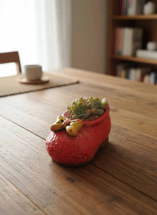 Succulent Mary Jane Charm Red Planter – Graptopetalum Raul