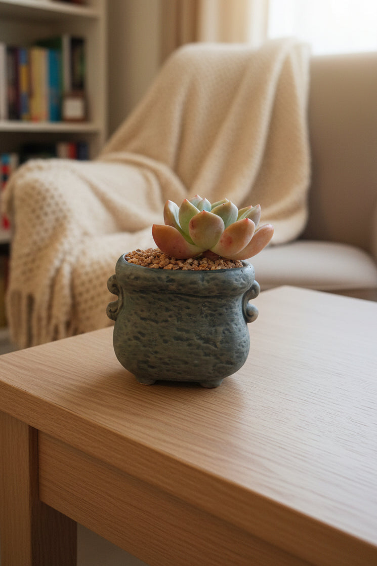 Rustic Bloom Succulent Planter – Echeveria 'Orange Monroe'
