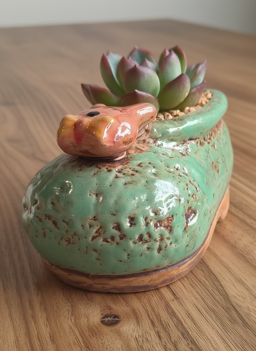 Succulent Mary Jane Charm Green Planter – Echeveria Suryeon