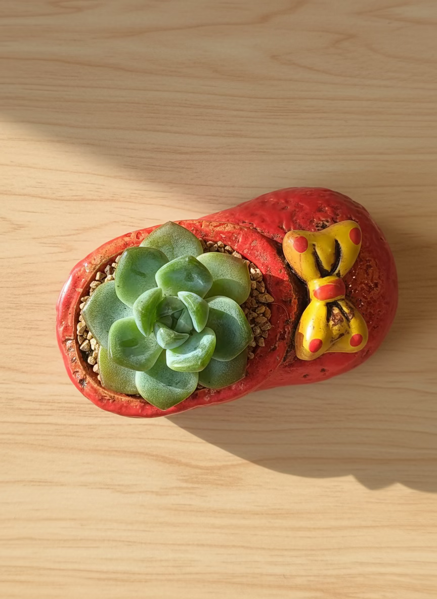 Succulent Mary Jane Charm Red Planter – Echeveria Ice Green