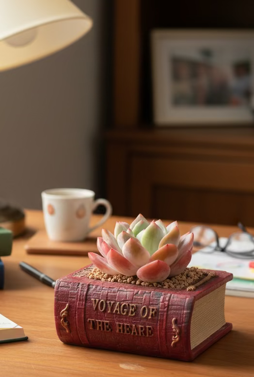 Succulent Book Nook – Echeveria Orange Monroe - SlowBloomGreens