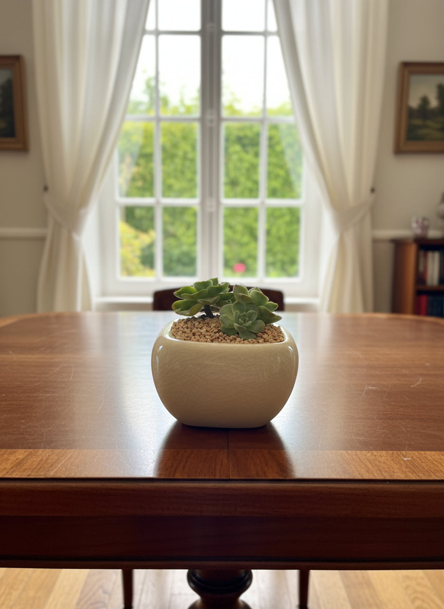 Succulent Zen Square White Planter – Echeveria 'Lime n Chili'