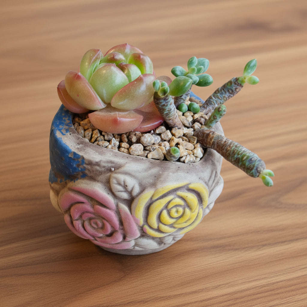 Rustic Bloom Succulent Planter – Echeveria 'Star Jelly'