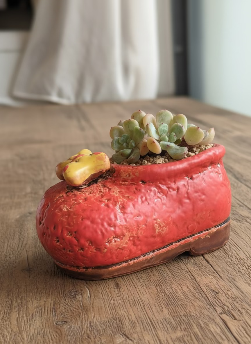 Succulent Mary Jane Charm Red Planter – Graptopetalum Raul