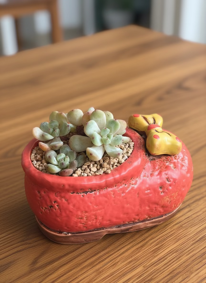 Succulent Mary Jane Charm Red Planter – Graptopetalum Raul