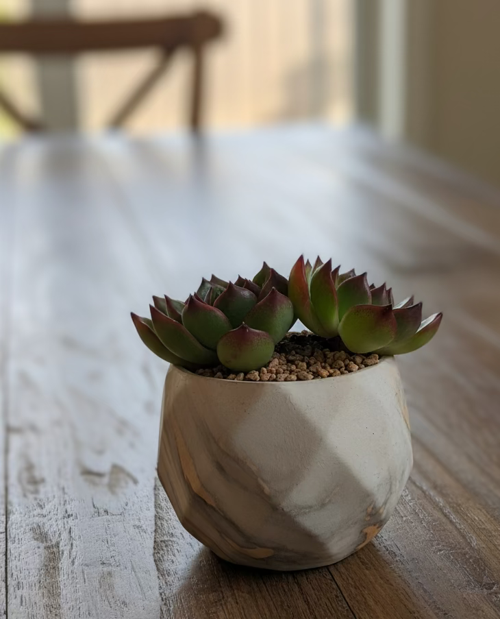 Succulent Classic Marble Gold Planter - Echeveria Agavoides