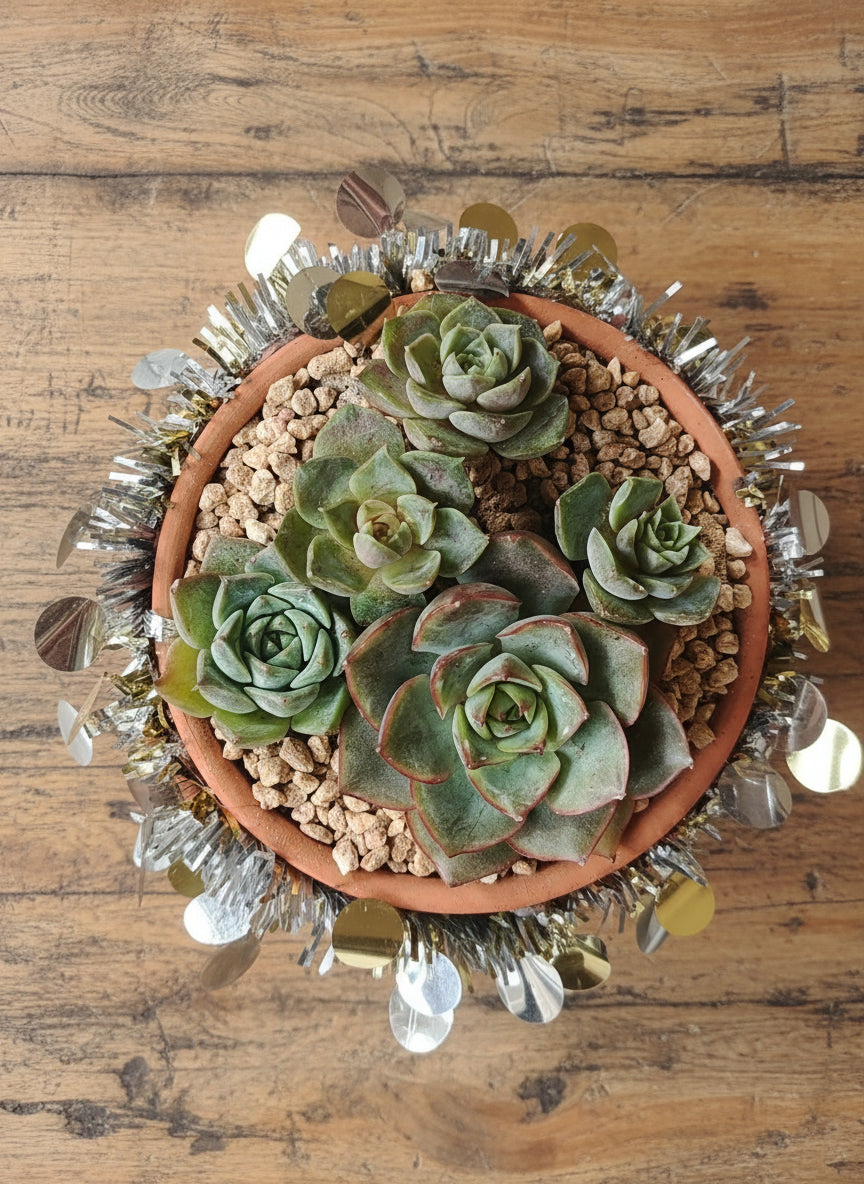 Succulent Simply Blessed Festive Terracotta (L) - Assorted Succulent - SlowBloomGreens